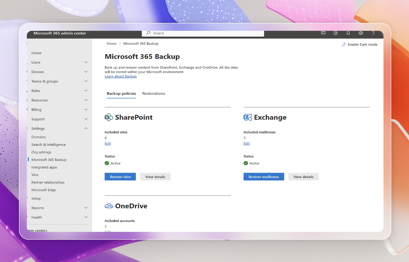 Microsoft 365 back-up visual