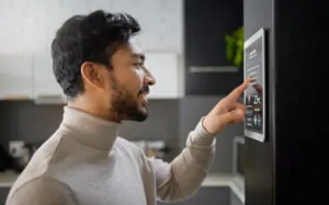 smart home technology wall system and man with di 2023 11 27 05 09 56 utc