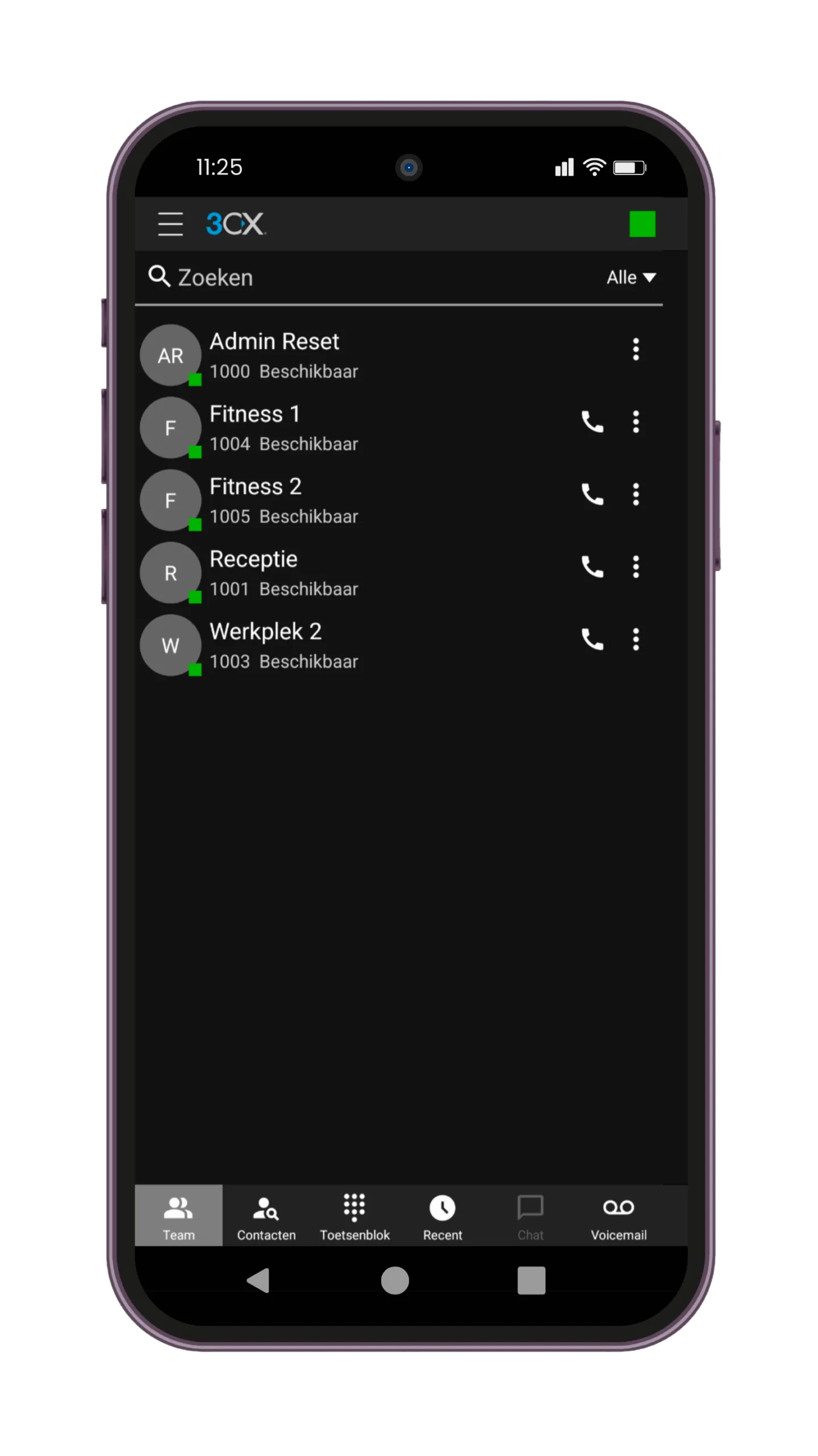 Telefoon met 3CX VOIP telefonie interface