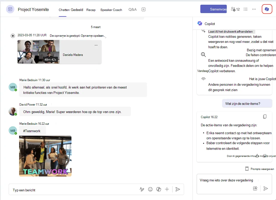 Notuleren met Copilot Teams